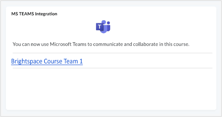 Figure 2  MS Teams Integration button in Brightspace for students